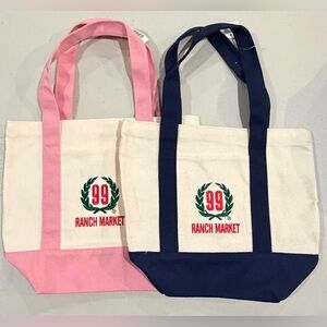 NWT Set - 99 Ranch Market Mini Tote Bag - Pink & Navy Blue